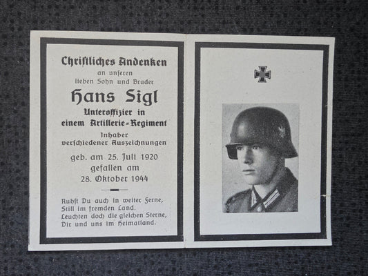Sterbebild Unteroffizier Aich 2. Panzerjäger Abt. 94 Nyiregyhaza Ungarn