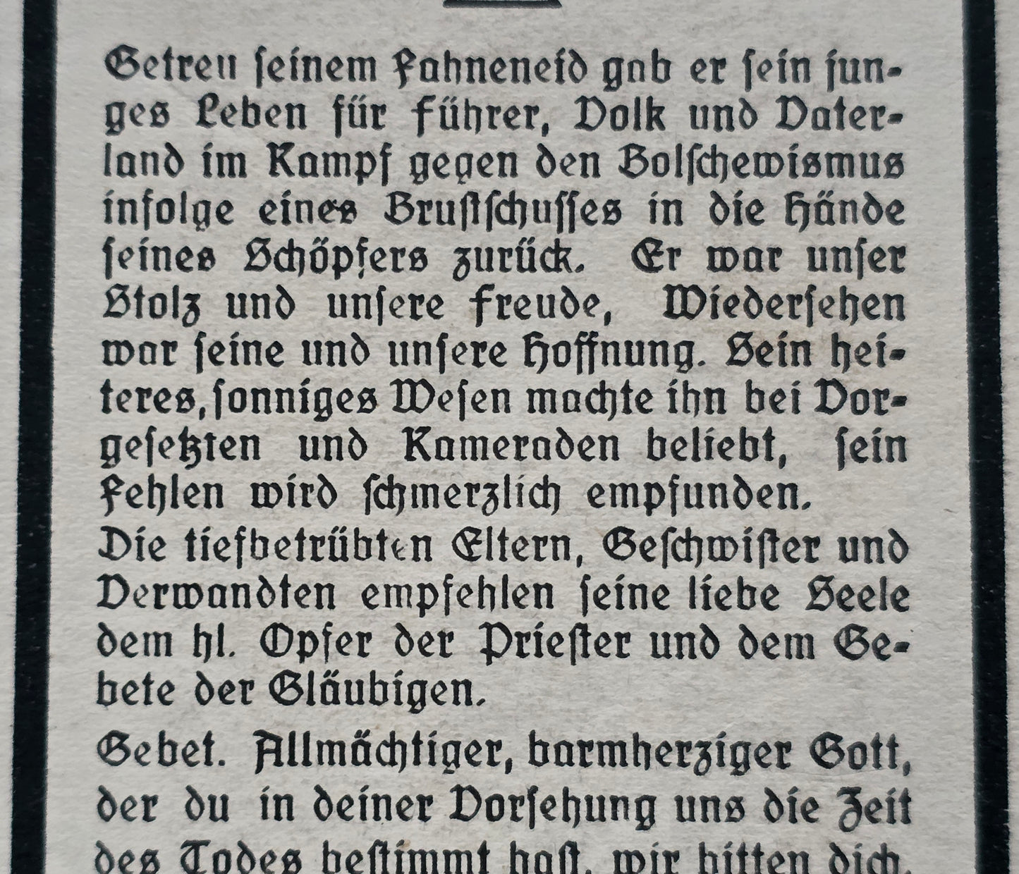 Sterbebild Schütze Pömbsen 10. Komp. Inf. Regt. 37 Klinavas Pagraužiai Litauen