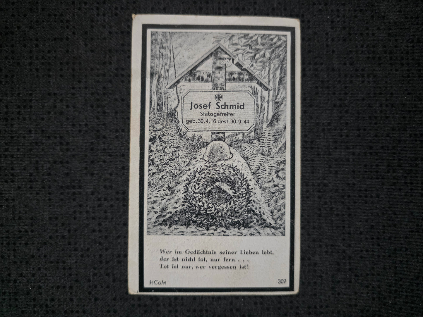 Sterbebild Stabsgefreiter Einsbach Schwere Flak Abt. Lazarett Landsberg/ Warthe Polen