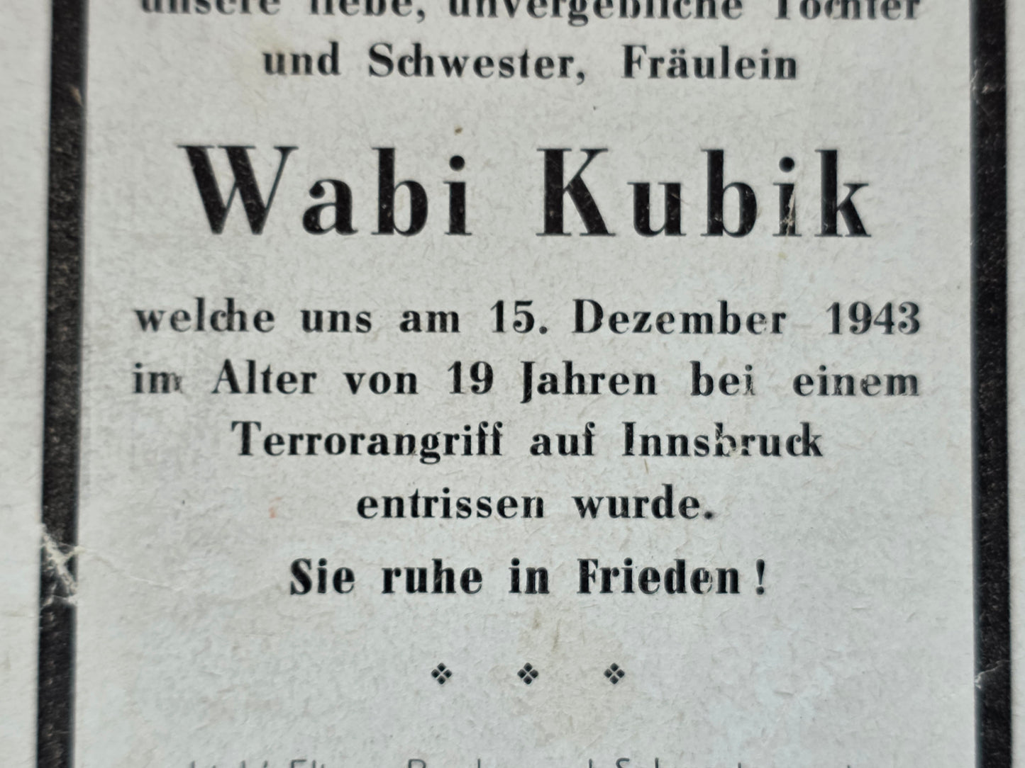 Sterbebild Zivilist 19 Jahre Terrorangriff Innsbruck Österreich - www.mmilitaria.com