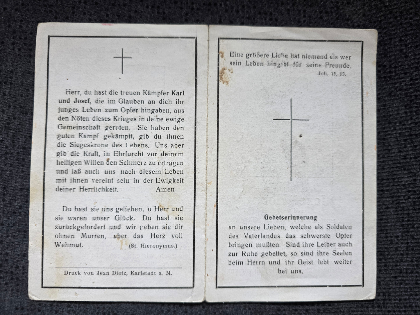 Sterbebild Brüder Roßbrunn Unteroffizier Art. Regt 356 Ronco Italien - www.mmilitaria.com