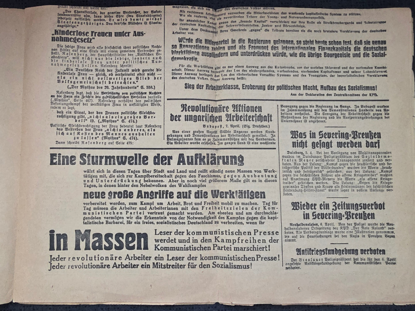 Zeitung von 1932 "Der Kämpfer" Ausgabe Chemnitz KPD Kommunistische Tageszeitung - www.mmilitaria.com