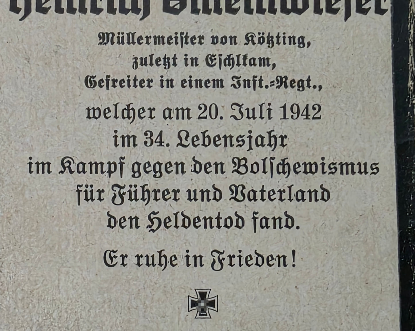 Sterbebild Gefreiter Eschlkam Infanterie Regt. Osten - www.mmilitaria.com