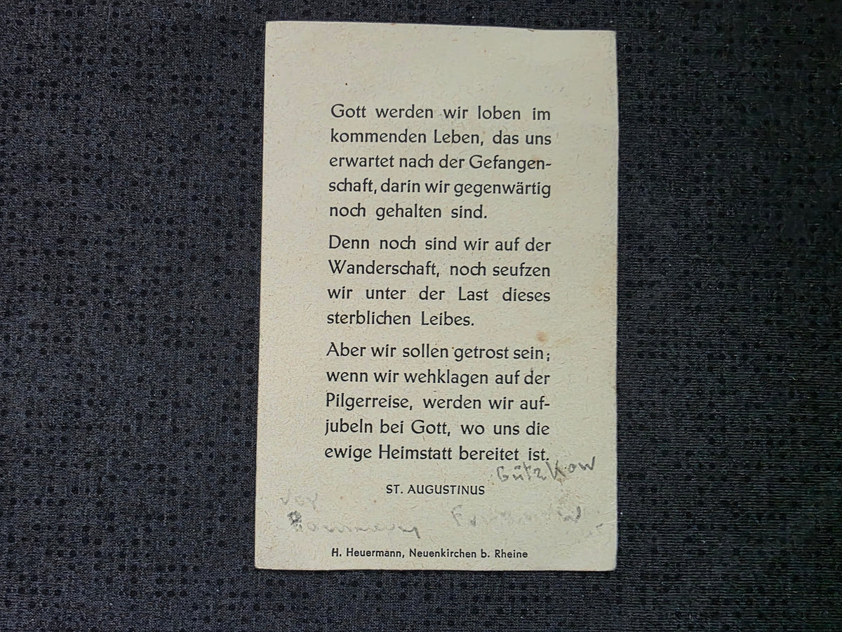 Sterbebild Obergefreiter Endkampf 1945