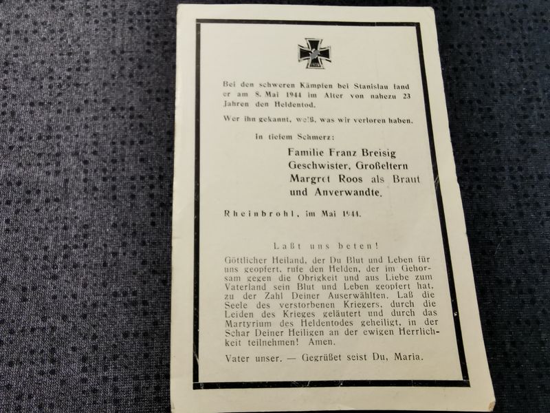 Sterbebild Gefreiter 15. Jäger Regt. 228 KvK mit Schwertern Stanislaus Potelytsch Ukraine - www.mmilitaria.com