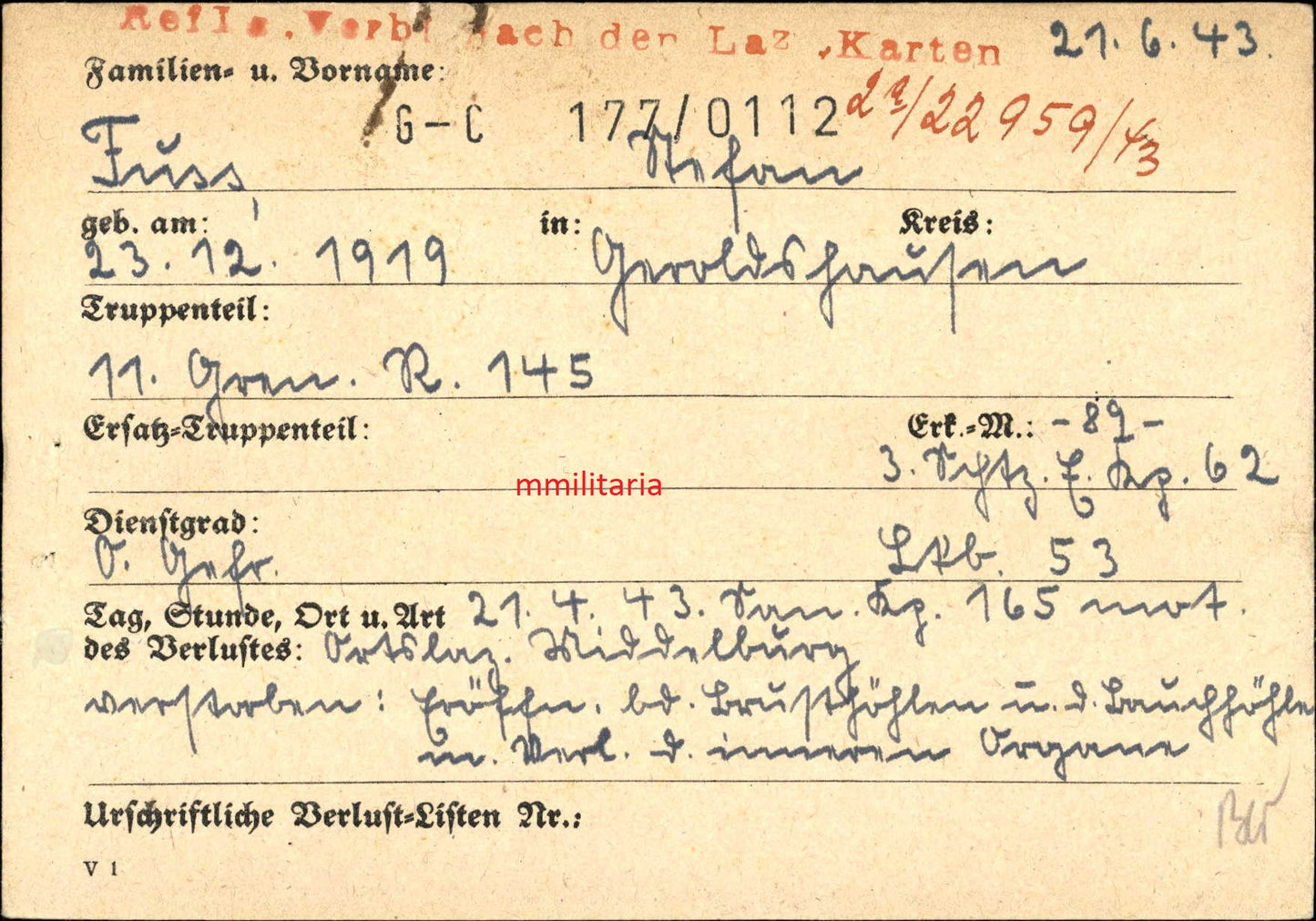 Sterbebild Obergefreiter Geroldshausen 11. Gren. Regt. 145 Middelburg Walcheren Holland