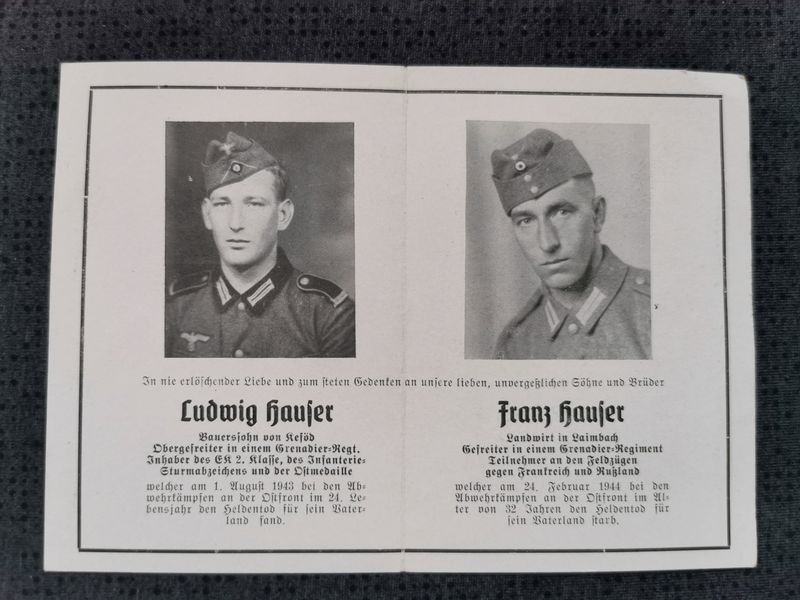Sterbebild Brüder Obergefreiter 3. Komp. Gren. Regt. 19 Topkowo Gefreiter 1. Komp. Gren. Regt. 672 Ostfront