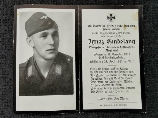 Sterbebild Obergefreiter 7. Komp. Feld Regt. der Luftwaffe 3 Prissmorskje Russland