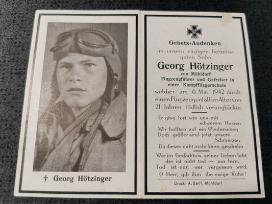 Sterbebild Gefreiter Flugzeugführer 4. Gruppe Kampffliegerschule 1 Tutow Jarmen Pommern - www.mmilitaria.com