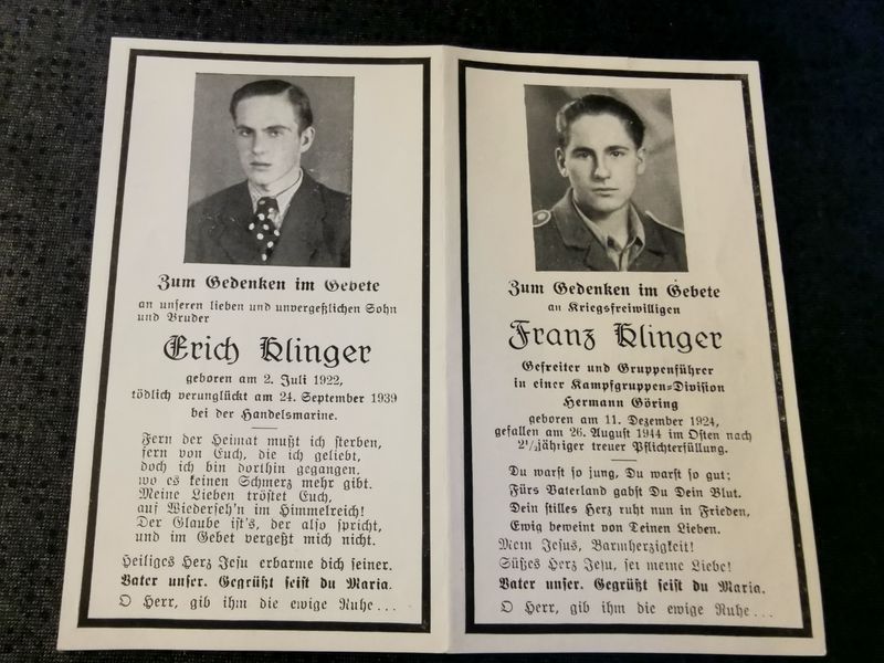 Sterbebild Brüder Handelsmarine & Gefreiter Gruppenführer Kampfgruppen-Division "Hermann Göring" Osten - www.mmilitaria.com