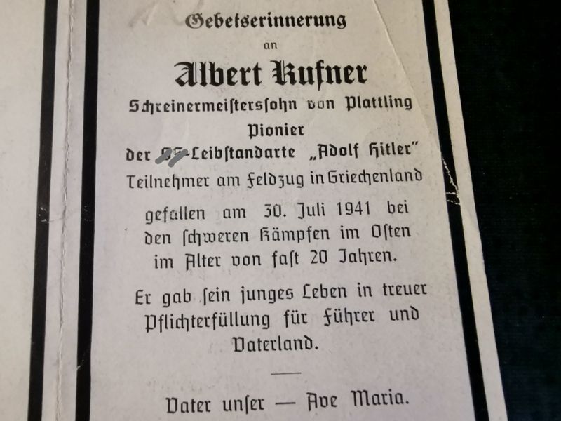 Sterbebild Pionier Plattling 4. SS-Aufklärungs Abt. LSSAH Zibormanowka Kiew Ukraine - www.mmilitaria.com