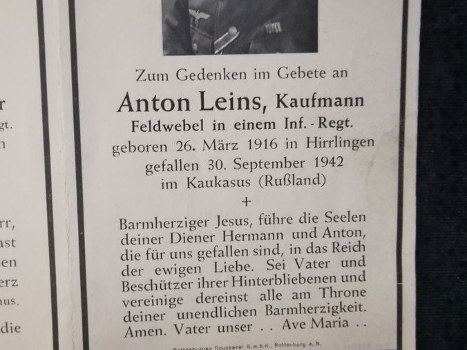 Sterbebild Brüder Obergefreiter Panzer Regt. Aprilia Italien Feldwebel Stabsabt. 419 Lyssacha-Berg Russland
