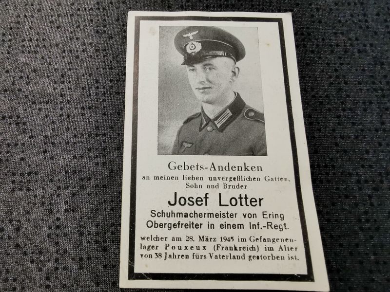 Sterbebild Obergefreiter Infanterie Regt. Gefangenenlager Pouxeux Andilly Frankreich - www.mmilitaria.com