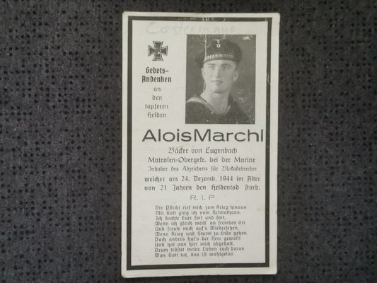 Sterbebild Matrosen Obergefreiter Marine Blockadebrecher Abz. Costermano Italien