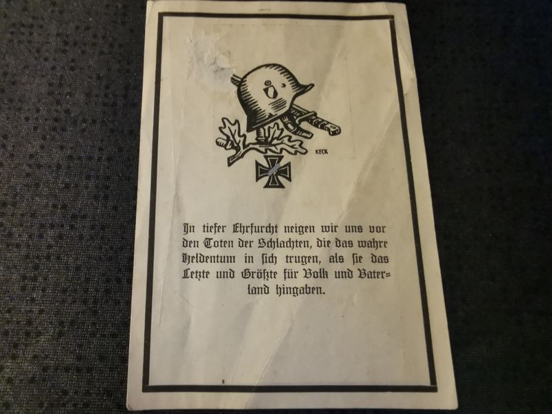 Sterbebild Unteroffizier Polizei-Division Kelkolowo Balzerweg Gorodok I Russland - www.mmilitaria.com