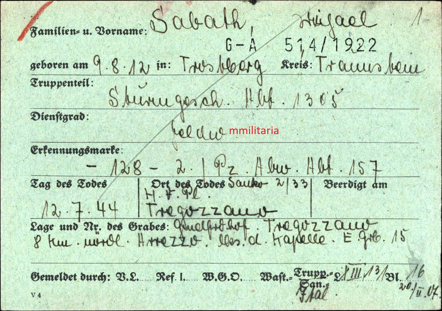 Sterbebild Brüder Trostberg Oberfeldwebel Sturmgeschütz Abt. 1305 Tregozzano Italien Gebirgsjäger 9. Komp. Geb. Jäger Regt. 98 Ukraine
