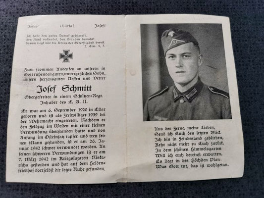 Sterbebild Obergefreiter 9. Jäger Regt. 483 Nisskaricha Smolensk Russland - www.mmilitaria.com