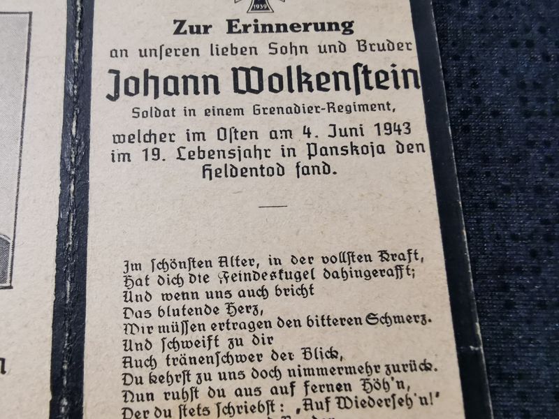 Sterbebild Schütze Grenadier Regt. Panskoja Osten Russland