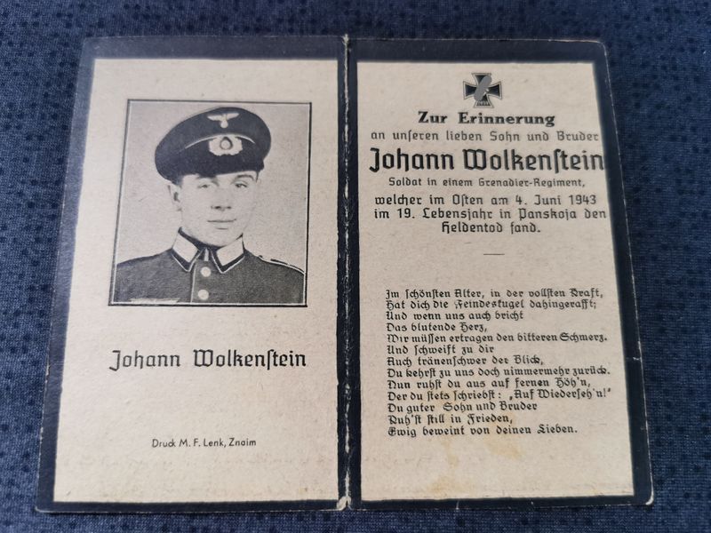 Sterbebild Schütze Grenadier Regt. Panskoja Osten Russland