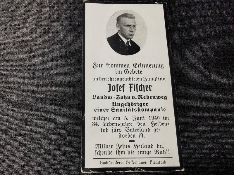 Sterbebild Gefreiter Taufkirchen Sanitäts-Kompanie Ailly-sur-Somme Bourdon Frankreich - www.mmilitaria.com