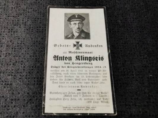 Sterbebild Maschinemaat Hengersberg 15. Minensuchflottille M 1506 Insel Borkum Deutschland