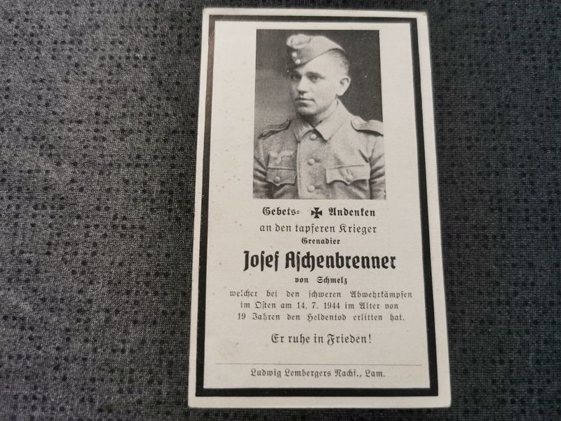 Sterbebild Grenadier Schmelz schwere Abwehrkämpfe Osten - www.mmilitaria.com