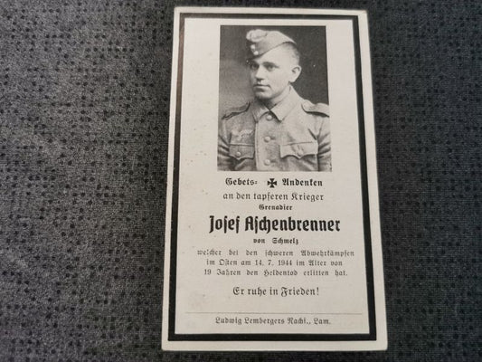 Sterbebild Grenadier Schmelz schwere Abwehrkämpfe Osten - www.mmilitaria.com