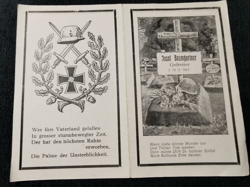 Sterbebild Gefreiter 7. Komp. Geb. Jäger Regt. 13 Abwehrkampf Nish-Bakanskaja Russland - www.mmilitaria.com