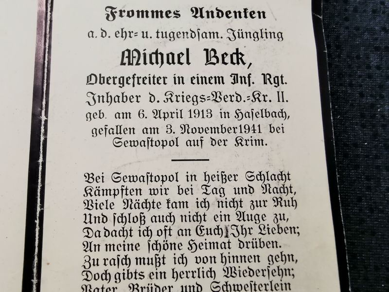 Sterbebild Obergefreiter 5. Komp. Inf. Regt. 437 KvK Sewastopol Krim Ukraine - www.mmilitaria.com