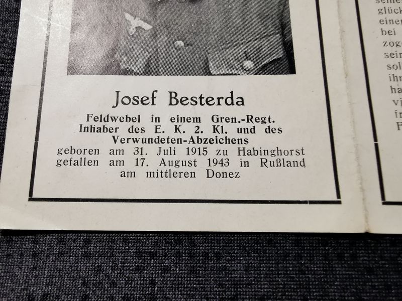 Sterbebild Feldwebel 13. Gren. Regt. 537 Donez Konstantinowka Russland - www.mmilitaria.com