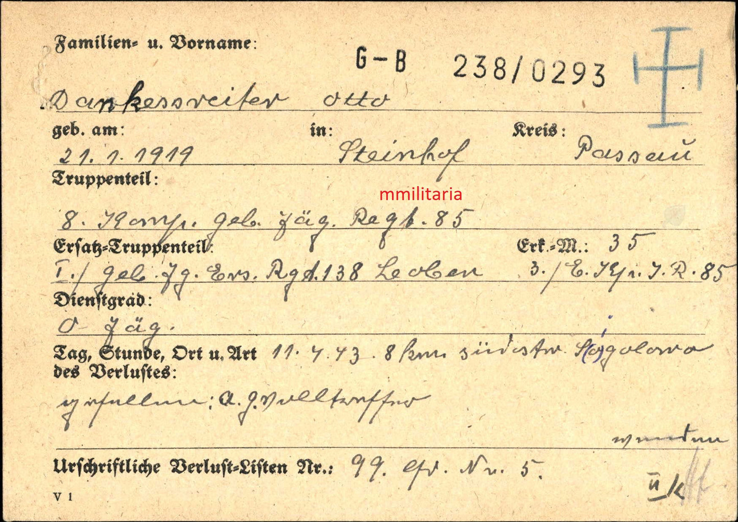 Sterbebild Unteroffizier 8. Komp. Geb Jäger Regt. 85 Sonderabzeichen für Panzervernichtung im Nahkampf Bulgarischer Tapferkeitsorden Ladogasee Russland - www.mmilitaria.com