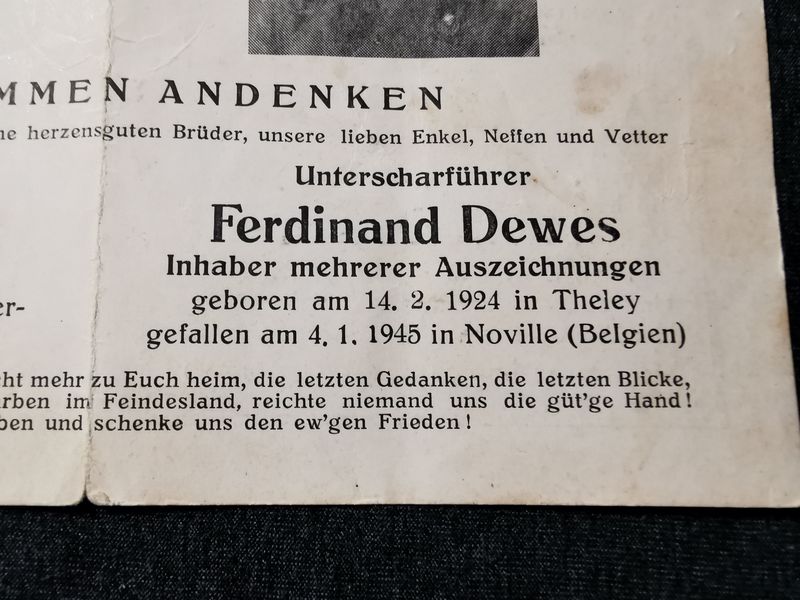 Sterbebild Brüder Jäger Unterscharführer Endkampf Zebrzydowice Oberschlesien Noville Belgien - www.mmilitaria.com