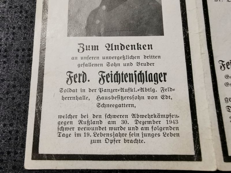 Sterbebild Brüder 5. Pz. Abt Feldherrnhalle (FHH) Pionier, Gefreiter Perewos Russland - www.mmilitaria.com