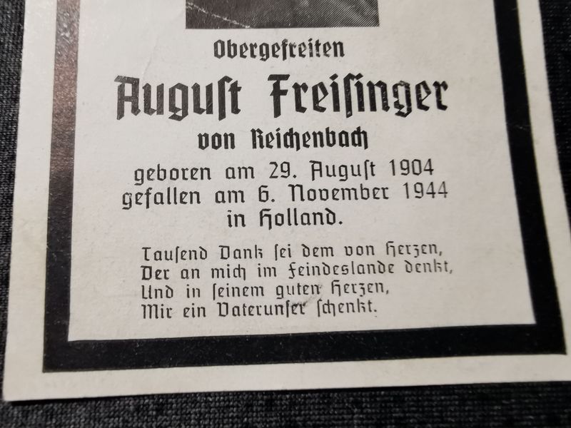 Sterbebild Obergefreiter 1. Sich. Regt. 26 Moordijk Ysselsteyn Holland - www.mmilitaria.com