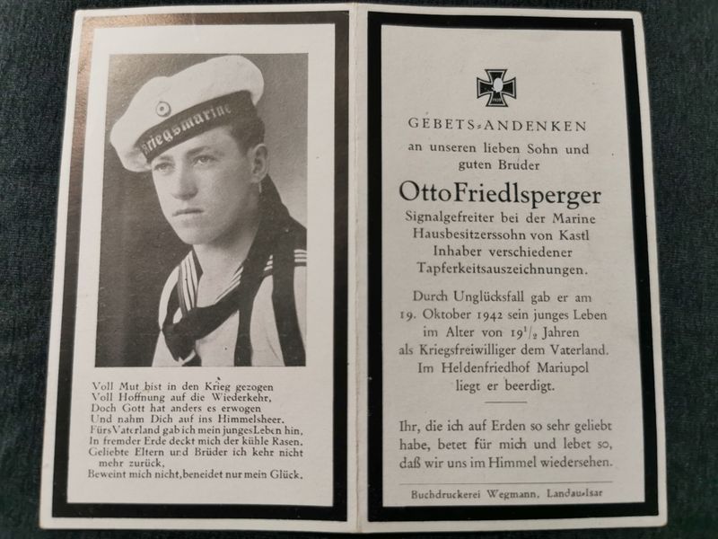 Sterbebild Signalgefreiter Marine Tapferkeitsauszeichnung Mariupol Ukraine - www.mmilitaria.com