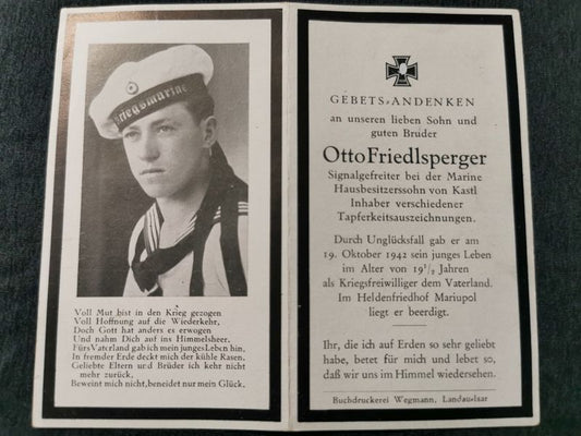 Sterbebild Signalgefreiter Marine Tapferkeitsauszeichnung Mariupol Ukraine - www.mmilitaria.com