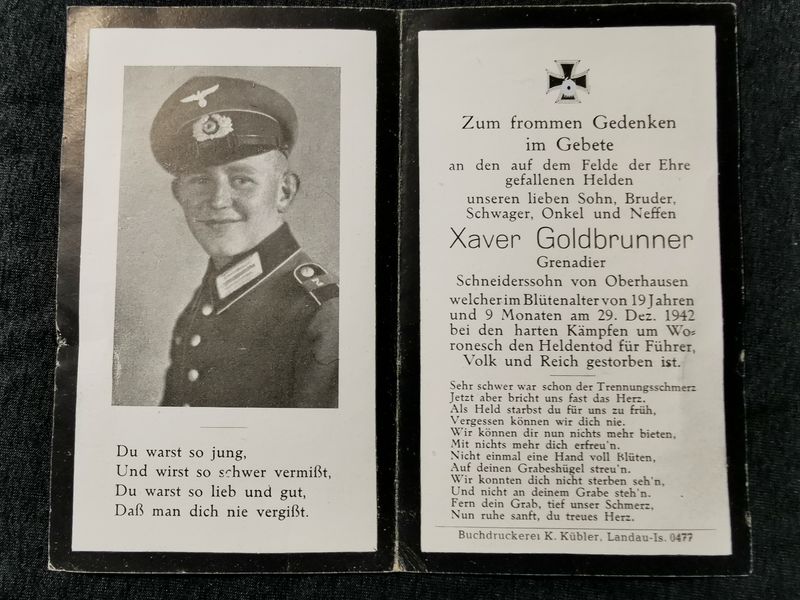 Sterbebild Grenadier 19 Jahre Woronesch Russland - www.mmilitaria.com