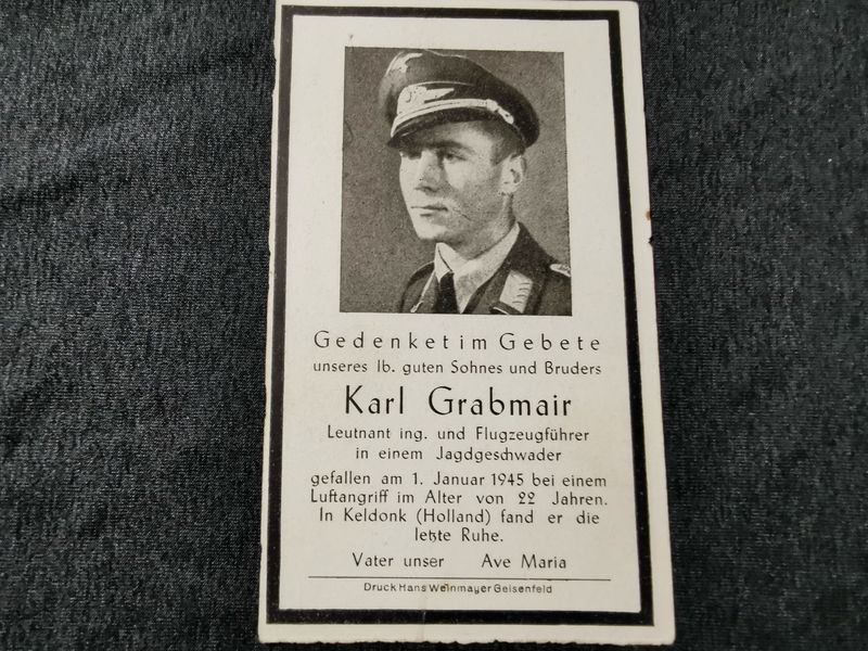 Sterbebild Leutnant Jagdgeschwader 5/JG-6 Fw 190 Keldonk Eindhoven Holland - www.mmilitaria.com