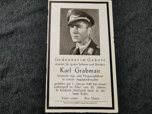 Sterbebild Leutnant Jagdgeschwader 5/JG-6 Fw 190 Keldonk Eindhoven Holland - www.mmilitaria.com