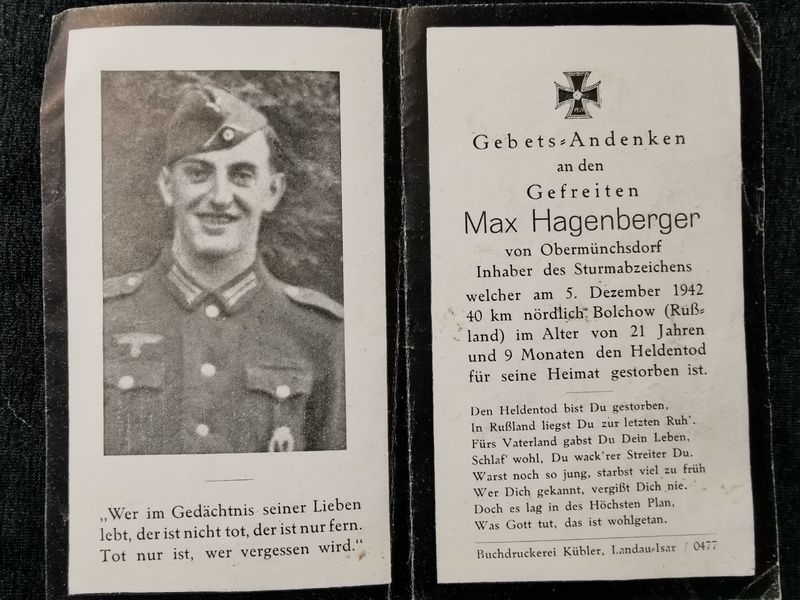 Sterbebild Gefreiter 6. Komp. Gren. Regt. 511 Bolchow Russland - www.mmilitaria.com
