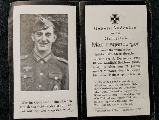 Sterbebild Gefreiter 6. Komp. Gren. Regt. 511 Bolchow Russland - www.mmilitaria.com