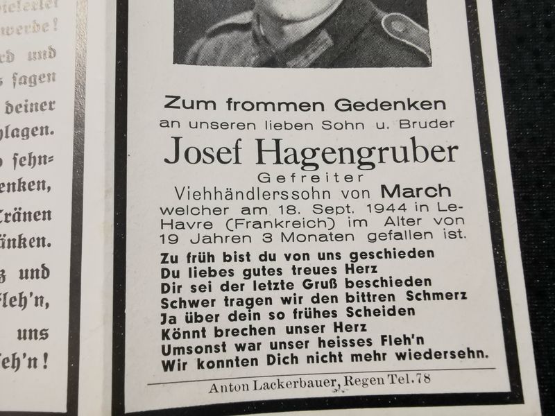 Sterbebild Gefreiter 19 Jahre Le Havre Normandie Champigny St. Andre Frankreich - www.mmilitaria.com