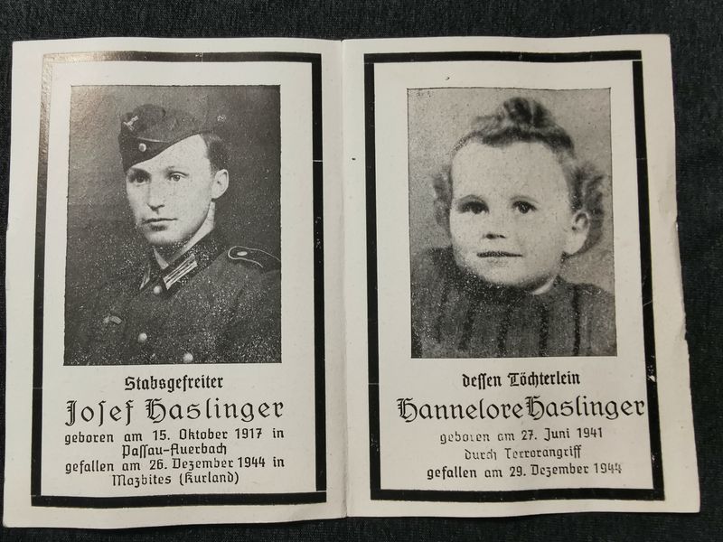 Sterbebild Stabsgefreiter Mazbites Saldus Kurland Lettland und Tochter 4 Jahre Terrorangriff - www.mmilitaria.com
