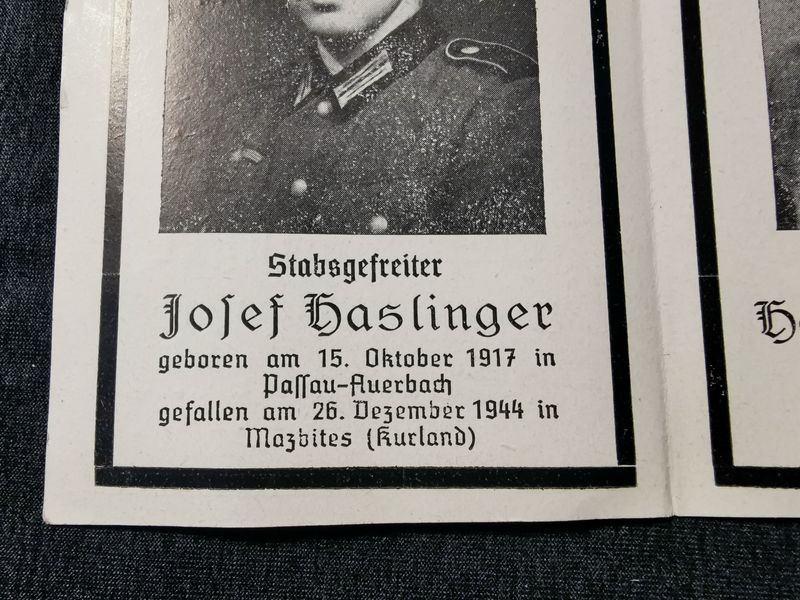 Sterbebild Stabsgefreiter Mazbites Saldus Kurland Lettland und Tochter 4 Jahre Terrorangriff - www.mmilitaria.com