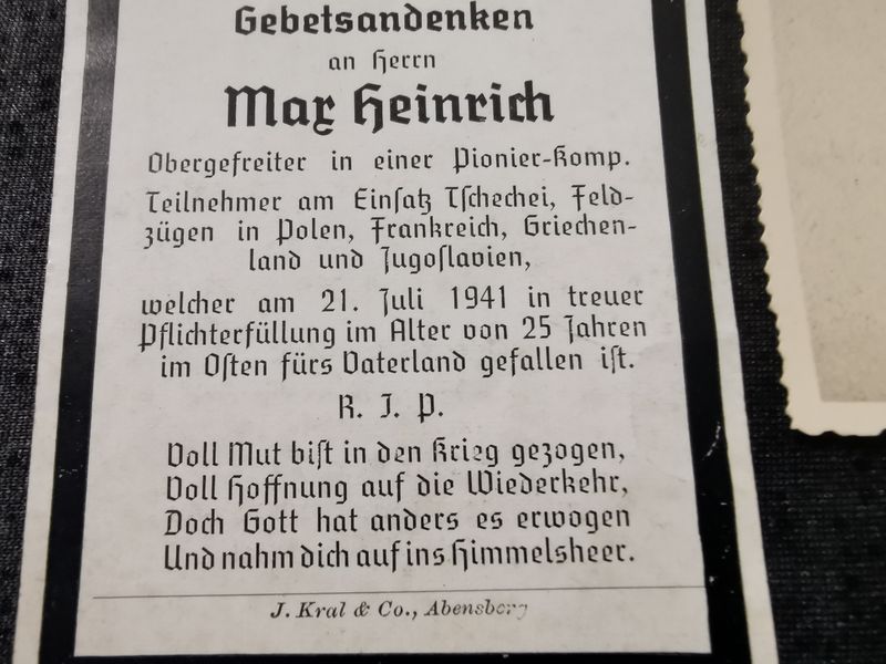 Sterbebild + Foto Obergefreiter Berlin 2. Mot. Pionier Btl. 88 Casauti Chisinau Moldawien - www.mmilitaria.com