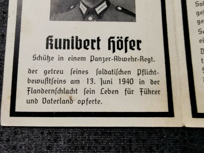 Sterbebild Schütze Elkhausen Panzer Abwehr Regt. Flandernschlacht Westen Bethincourt Andilly Frankreich - www.mmilitaria.com