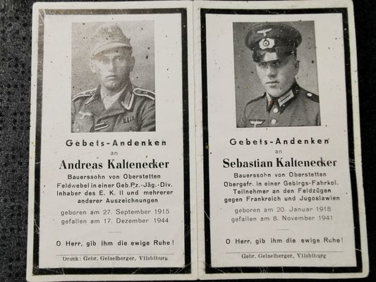 Sterbebild Brüder Oberstetten Feldwebel Gebirgs Pz.-Jäger Regt und Obergefreiter Fahrkolonne Vukovar Kroatien - www.mmilitaria.com