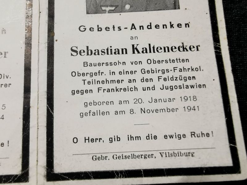 Sterbebild Brüder Oberstetten Feldwebel Gebirgs Pz.-Jäger Regt und Obergefreiter Fahrkolonne Vukovar Kroatien - www.mmilitaria.com