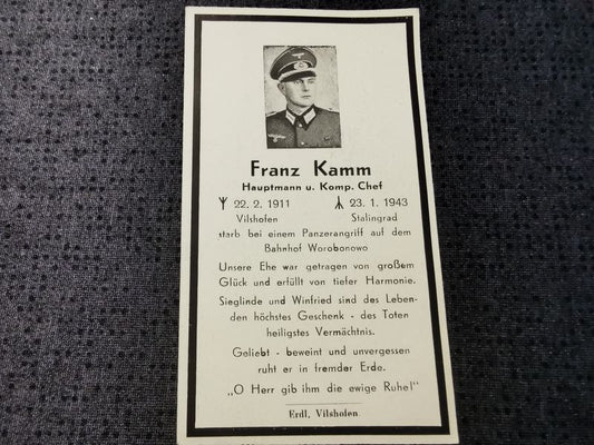 Sterbebild Hauptmann Kompaniechef Panzerangriff Worobonowo Stalingrad Russland - www.mmilitaria.com