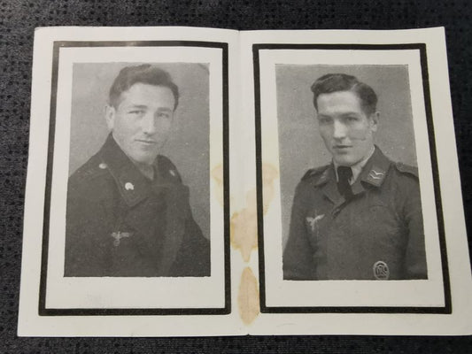 Sterbebild Brüder Gefreiter 1. Komp. Panz. Aufkl. Abt. 92 Gefreiter 11. Staffel Kampfgeschwader 53 Orleans Frankreich - www.mmilitaria.com